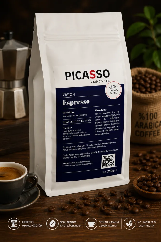 Picasso VISION Espresso Kahve 1000 g - 4 × 250 g Ekonomik Paket