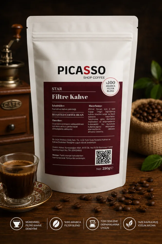 Picasso STAR Filtre Kahve 1000 g - 4 × 250 g Ekonomik Paket