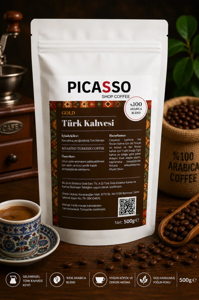 Picasso GOLD Türk Kahvesi 1000 g - 2 × 500 g Avantaj Paketi